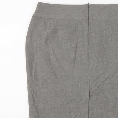 Marks & Spencer Womens Grey Polyester A-Line Skirt Size 12 Zip