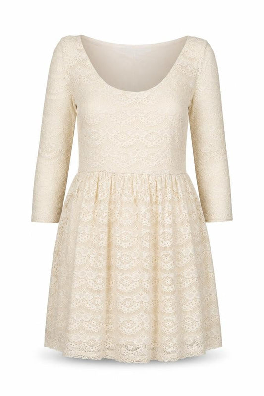 Warehouse Womens Ivory Polyester Mini Size 6 Scoop Neck Pullover
