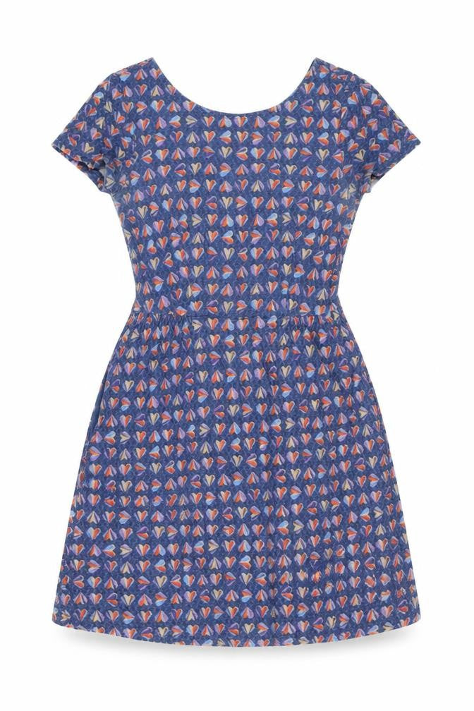 NEXT Womens Blue Geometric Cotton Fit & Flare Size 8 Boat Neck Pullover