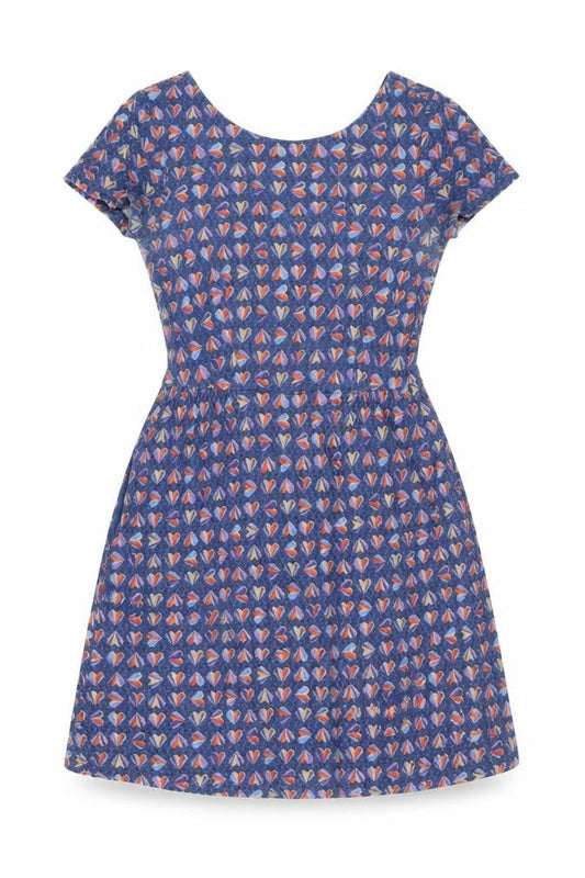 Next Womens Blue Geometric Cotton Fit & Flare Size 8 Boat Neck Pullover