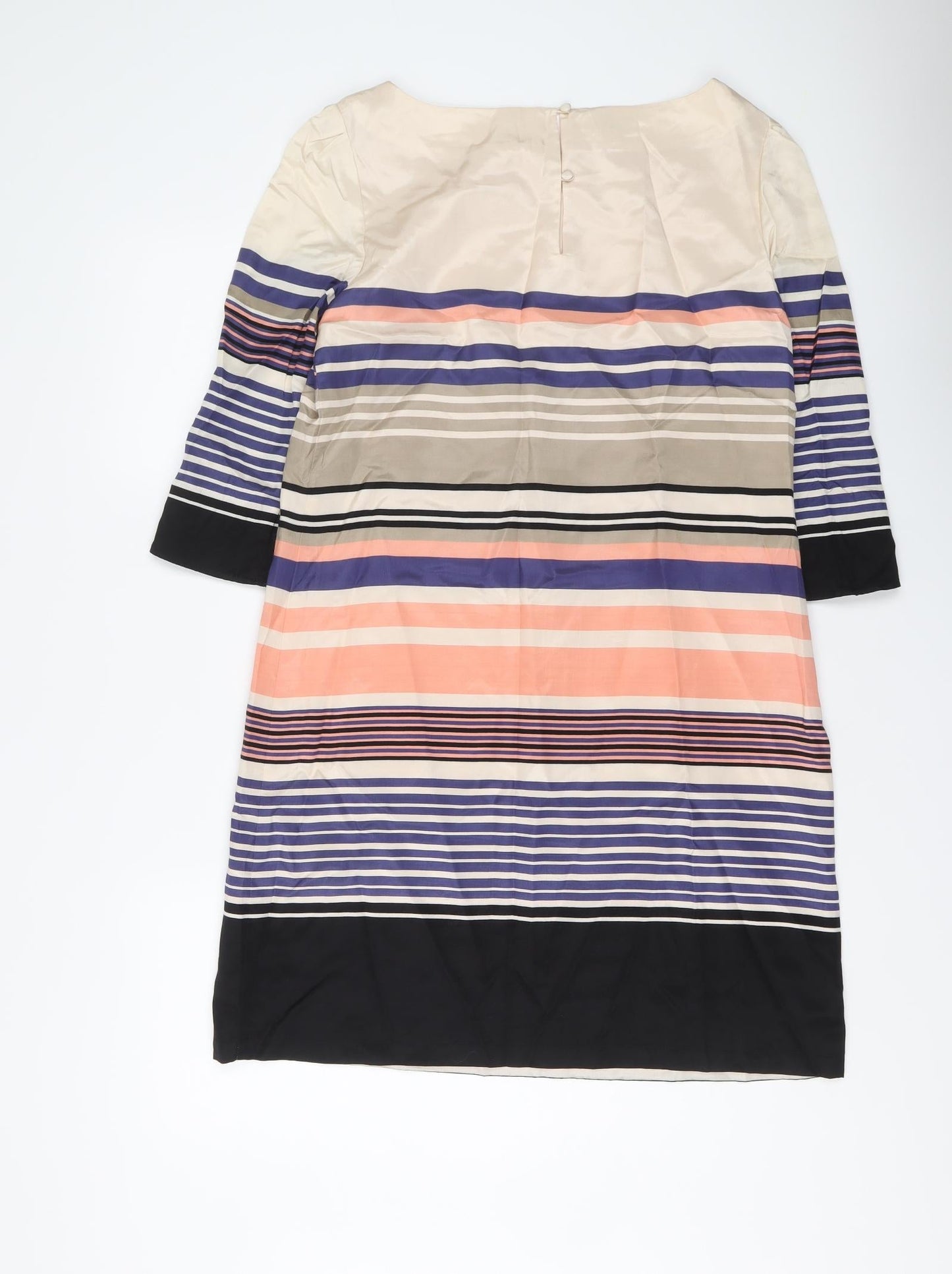 Monsoon Womens Multicoloured Striped Viscose A-Line Size 12 Boat Neck Button