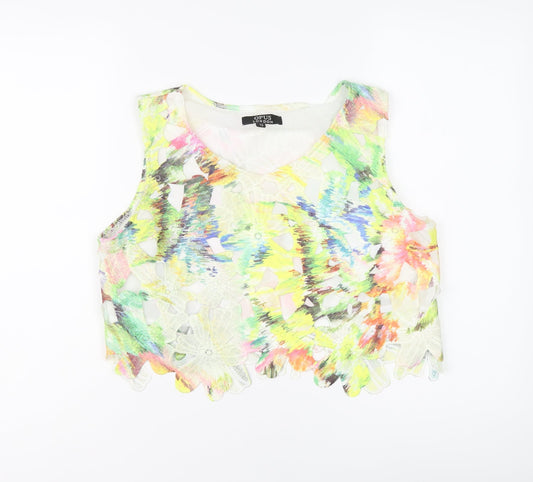Opus London Womens Multicoloured Floral Polyester Cropped Tank Size 12 Round Neck