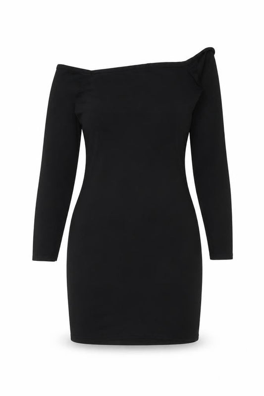 PRETTYLITTLETHING Womens Black Polyester Mini Size 6 Off the Shoulder Pullover