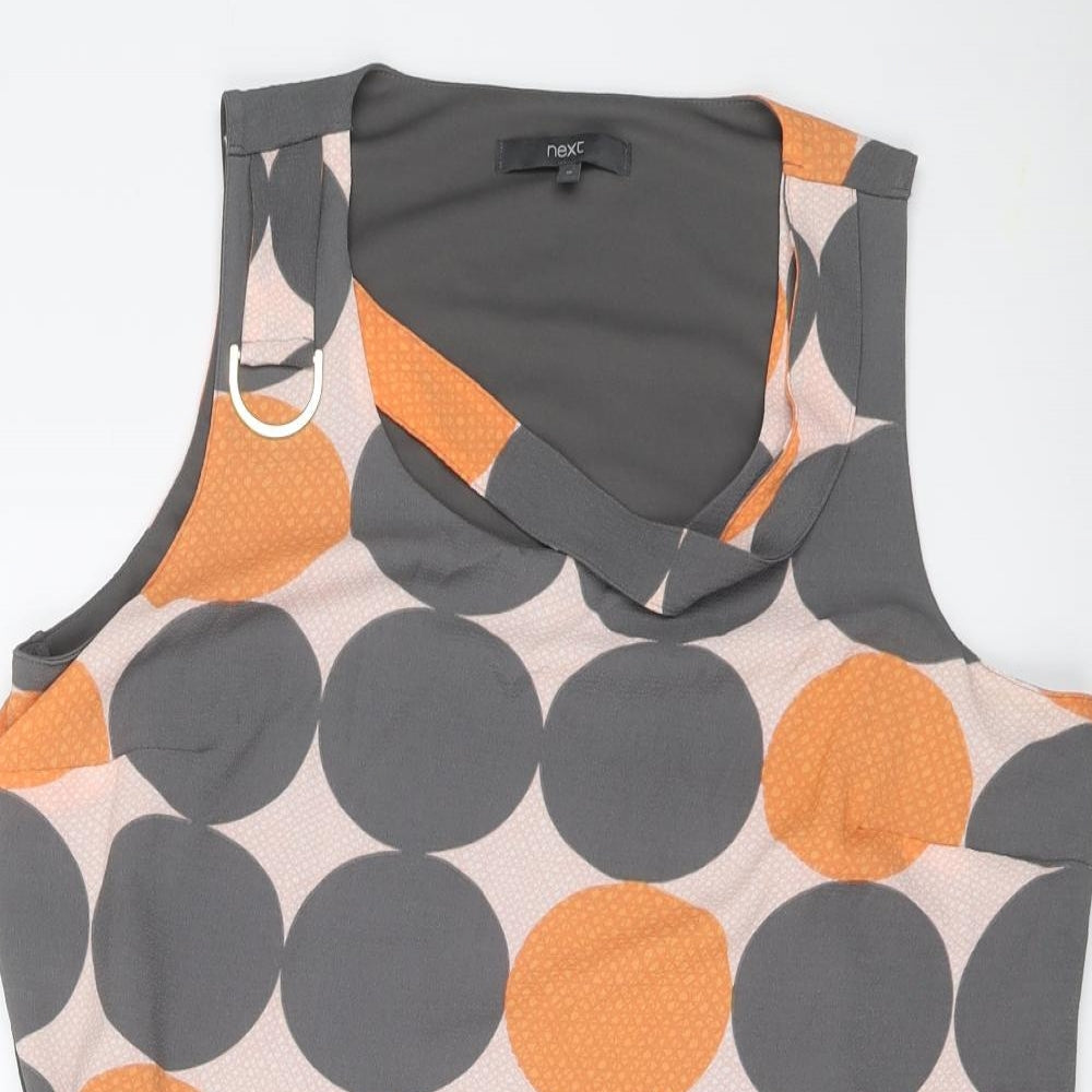NEXT Womens Grey Geometric Polyester Basic Tank Size 16 Scoop Neck