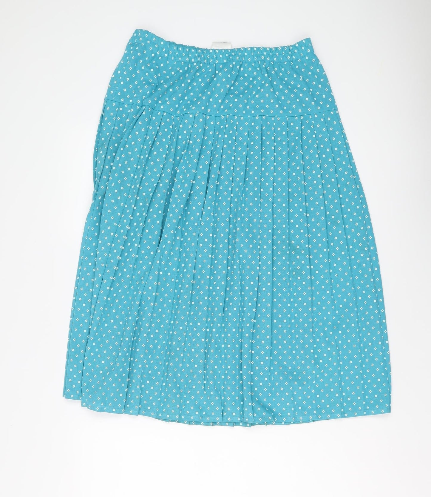 Fashion Extra Womens Blue Geometric Polyester Pleated Skirt Size 14