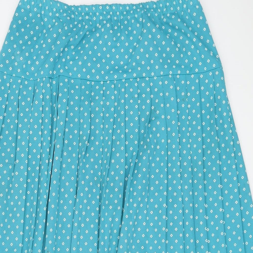 Fashion Extra Womens Blue Geometric Polyester Pleated Skirt Size 14