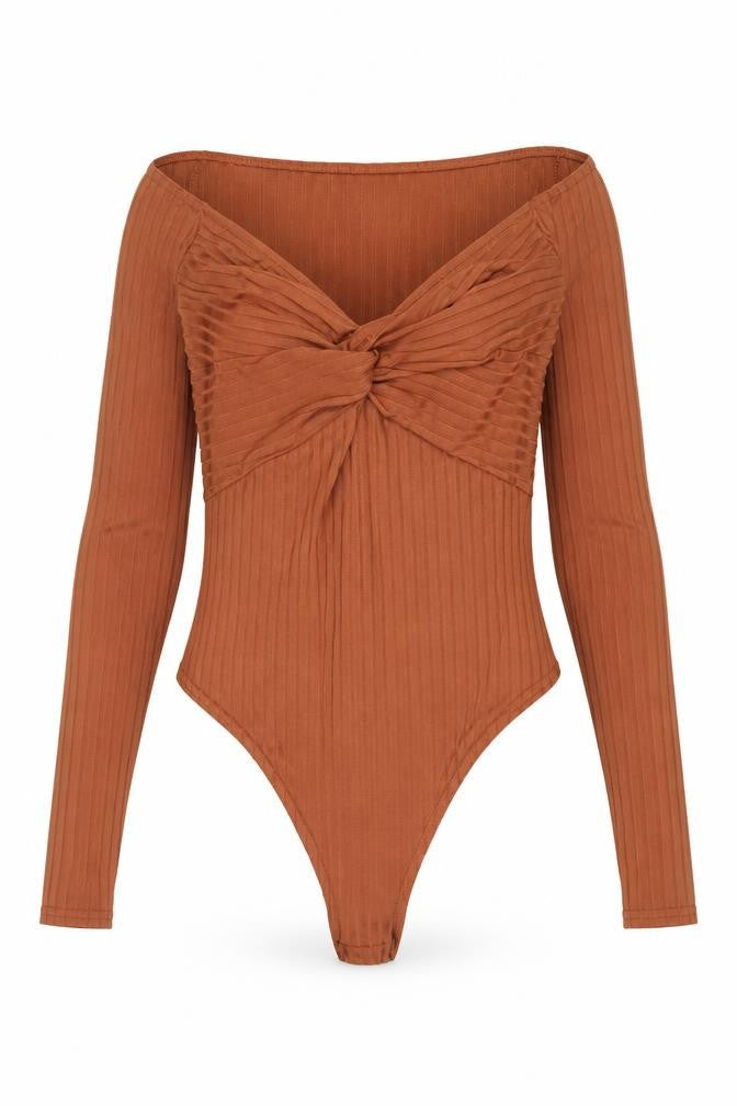 Boohoo Womens Brown Polyester Bodysuit One-Piece Size 10 Snap