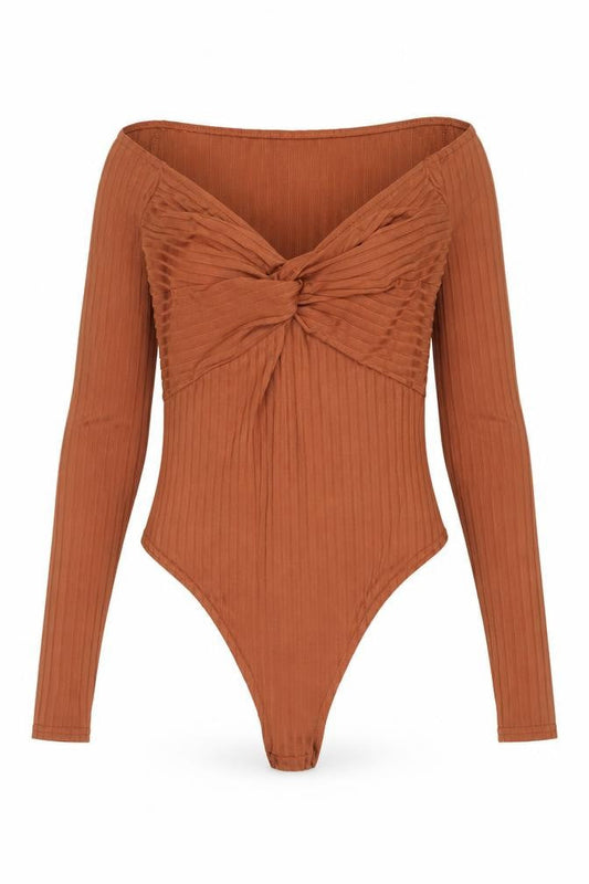 Boohoo Womens Brown Polyester Bodysuit One-Piece Size 10 Snap