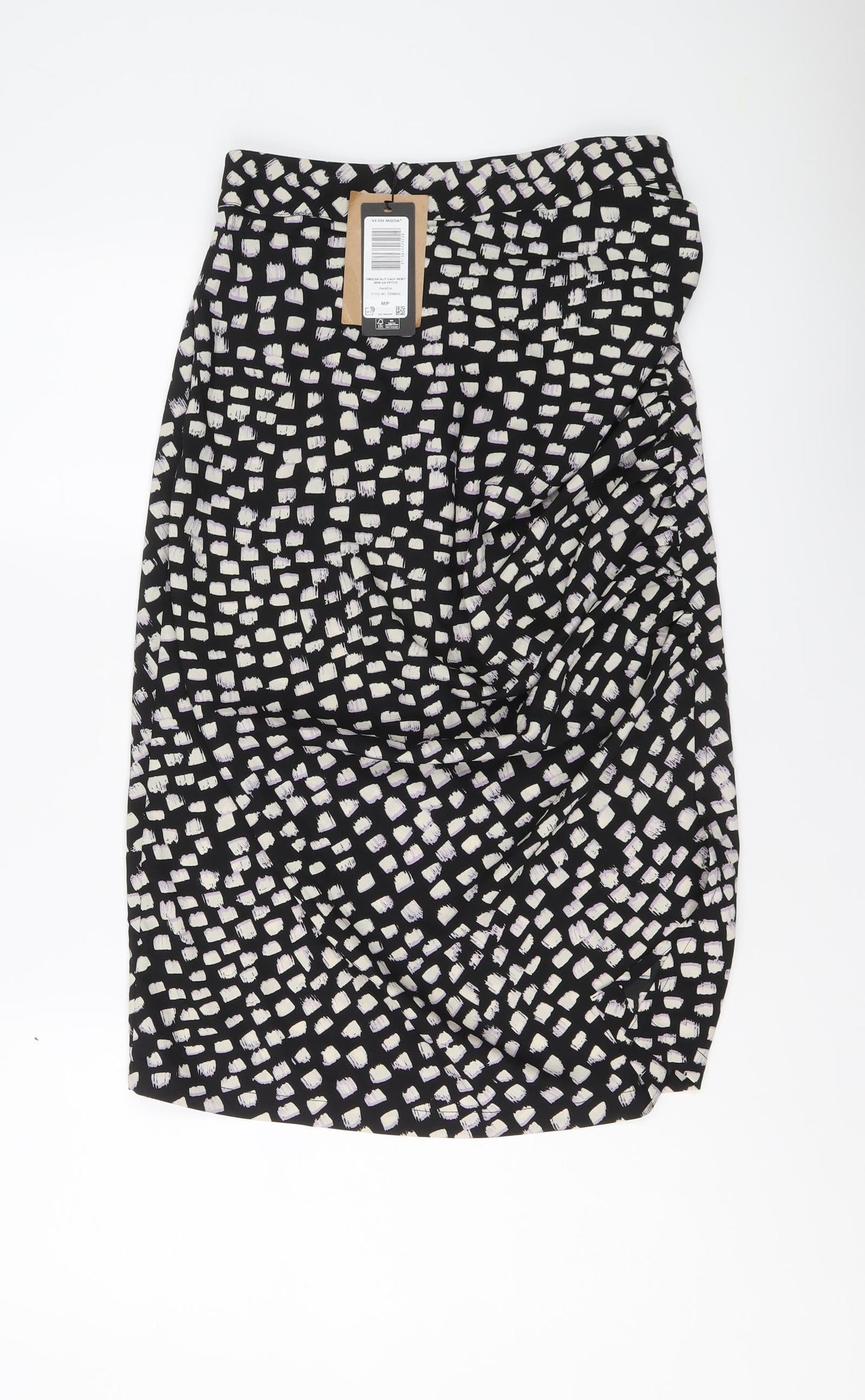 VERO MODA Womens Black Geometric Polyester A-Line Skirt Size M