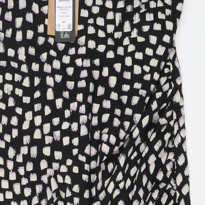 Vero Moda Womens Black Geometric Polyester A-Line Skirt Size M