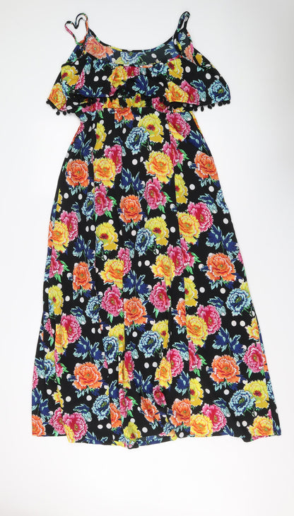 Back view of ASOS women’s multicoloured floral polyester maxi, size UK 12, round neck pullover