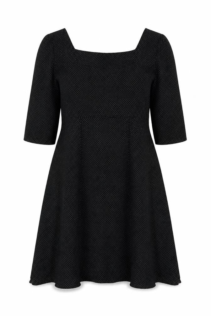 Cooperative Womens Black Polka Dot Viscose Trapeze & Swing Size S Round Neck Pullover