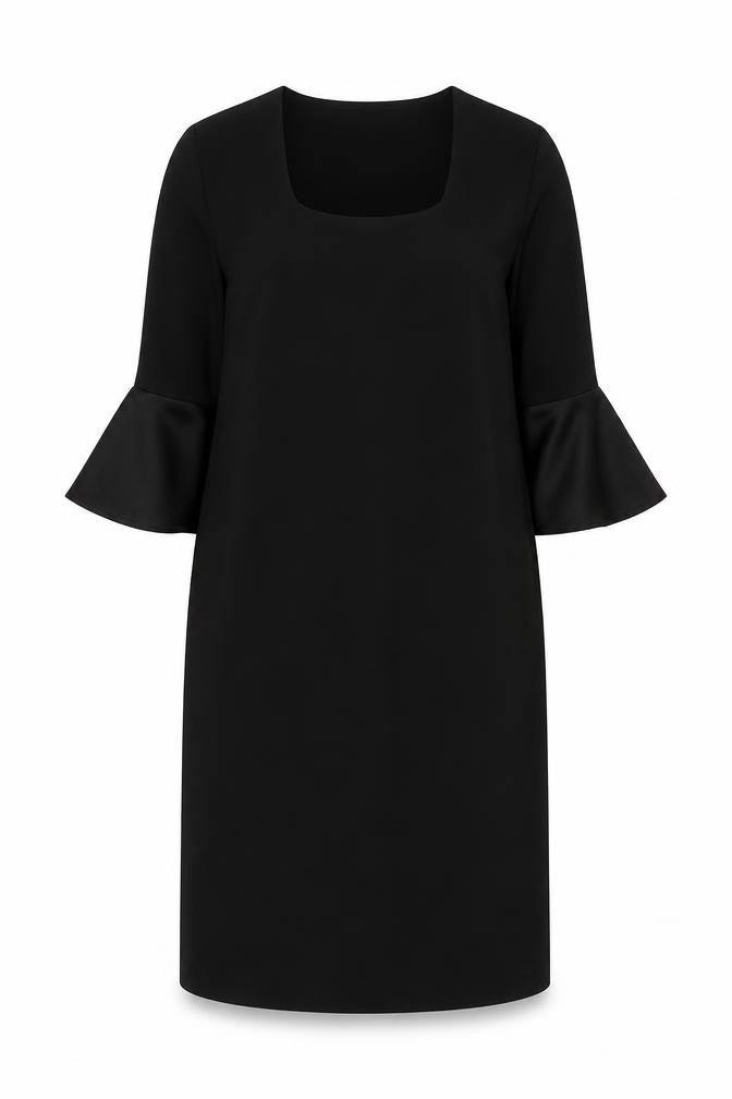 Marks & Spencer Womens Black Polyester A-Line Size 10 Round Neck Zip