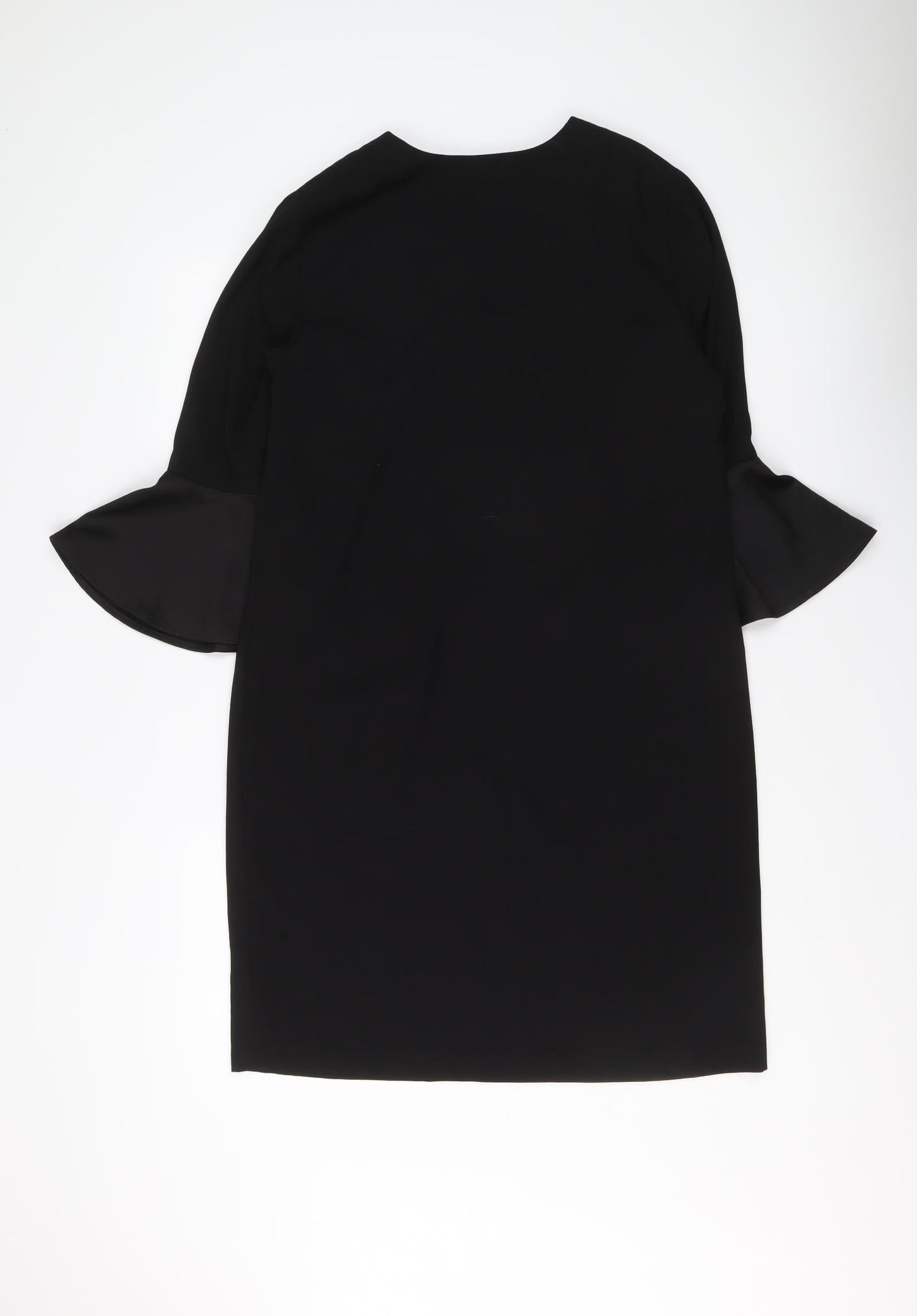 Marks and Spencer Womens Black Polyester A-Line Size 10 Round Neck Zip