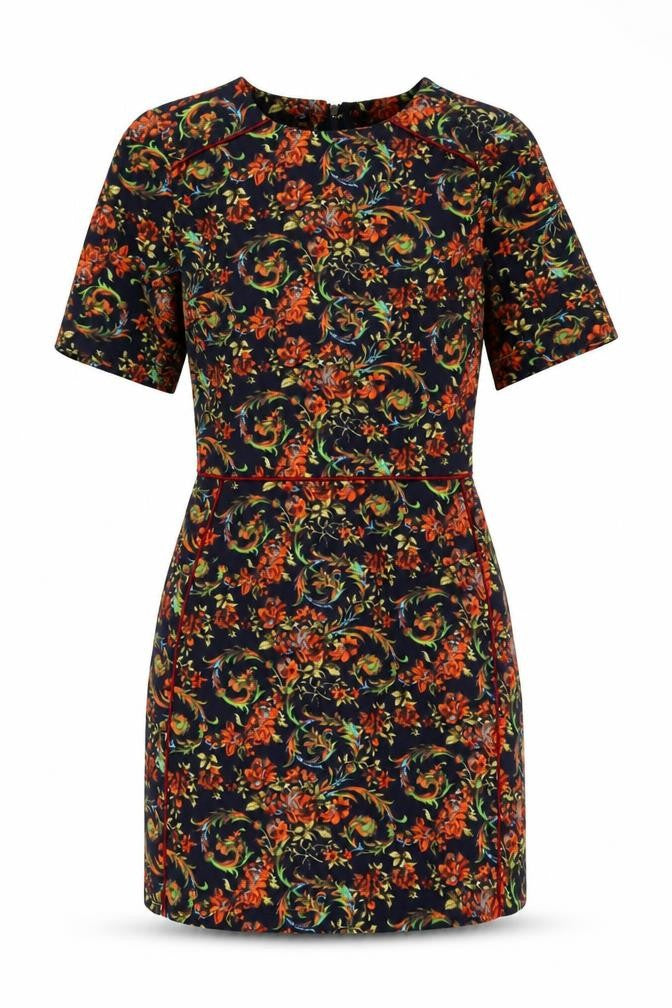 Missguided Womens Multicoloured Geometric Polyester A-Line Size 6 Round Neck Zip