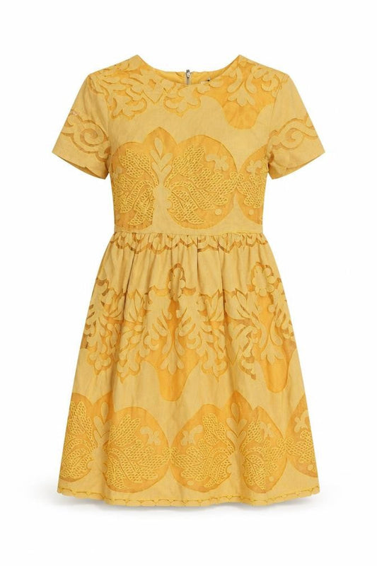 Pep&Co Pepaloves Womens Yellow Geometric Cotton Sheath Size XS Round Neck Zip