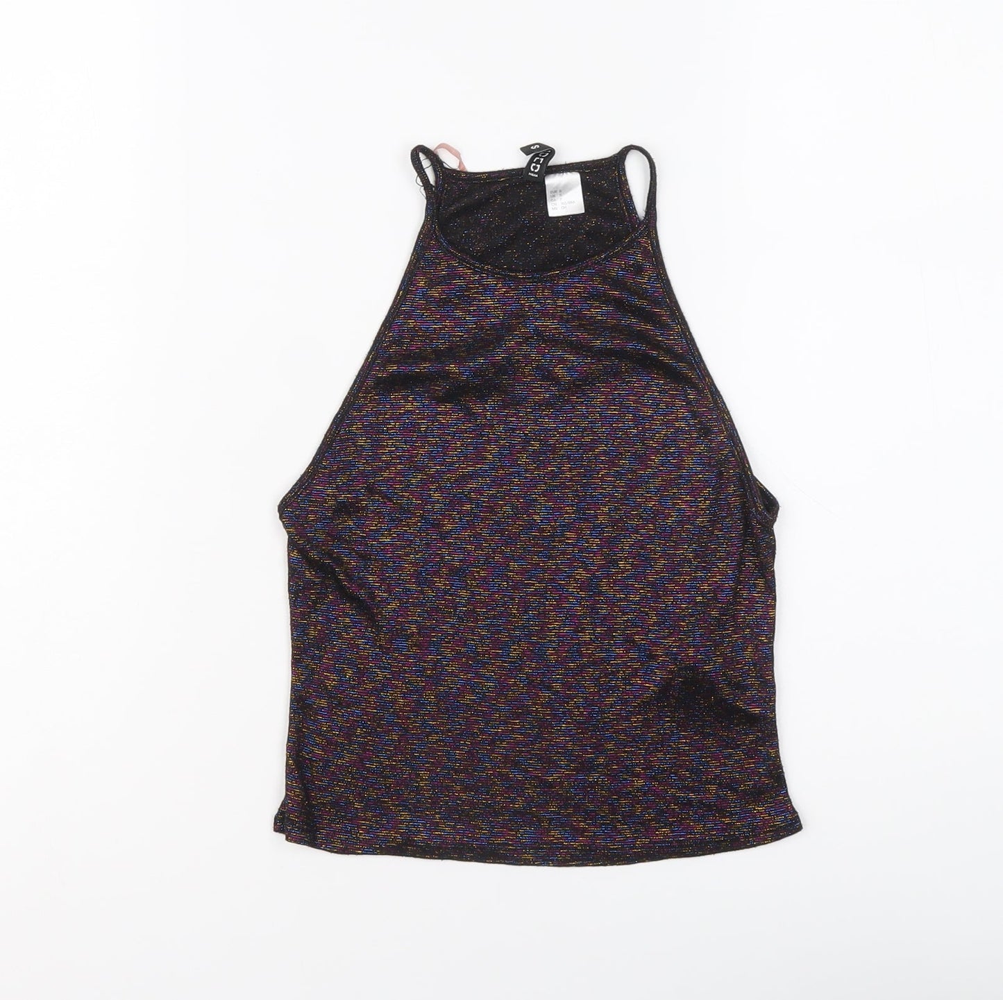 H&M Womens Multicoloured Polyester Cropped Tank Size S Round Neck