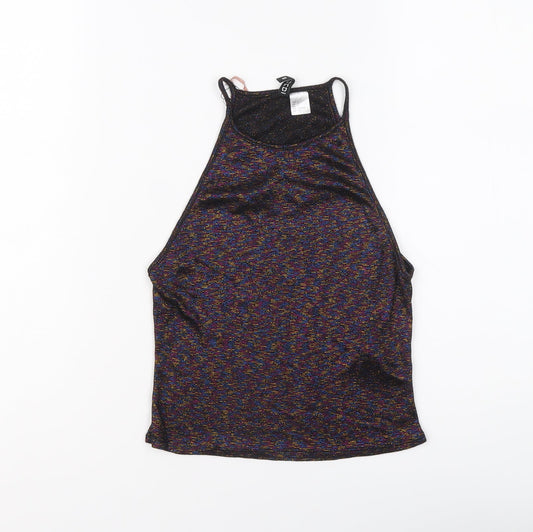 H&M Womens Multicoloured Polyester Cropped Tank Size S Round Neck