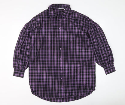 Noisy May Womens Purple Plaid Cotton Basic Button-Up Size S Collared