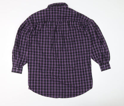 Noisy May Womens Purple Plaid Cotton Basic Button-Up Size S Collared