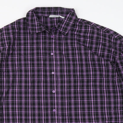 Noisy May Womens Purple Plaid Cotton Basic Button-Up Size S Collared