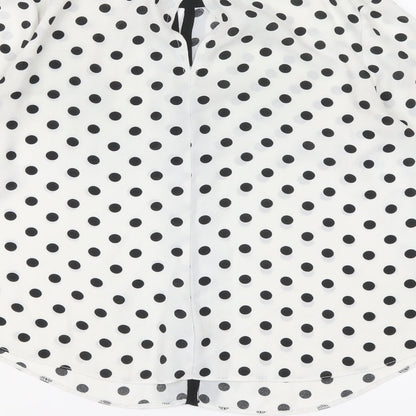 Dorothy Perkins Womens White Polka Dot Polyester Basic Blouse Size 6 Round Neck