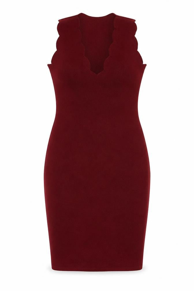 Boohoo Womens Red Polyester Bodycon Size 6 V-Neck Pullover