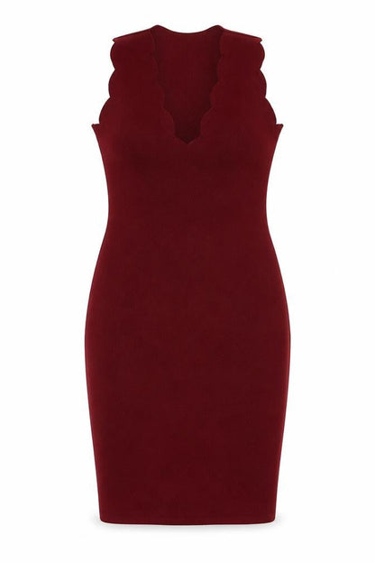 Boohoo Womens Red Polyester Bodycon Size 6 V-Neck Pullover