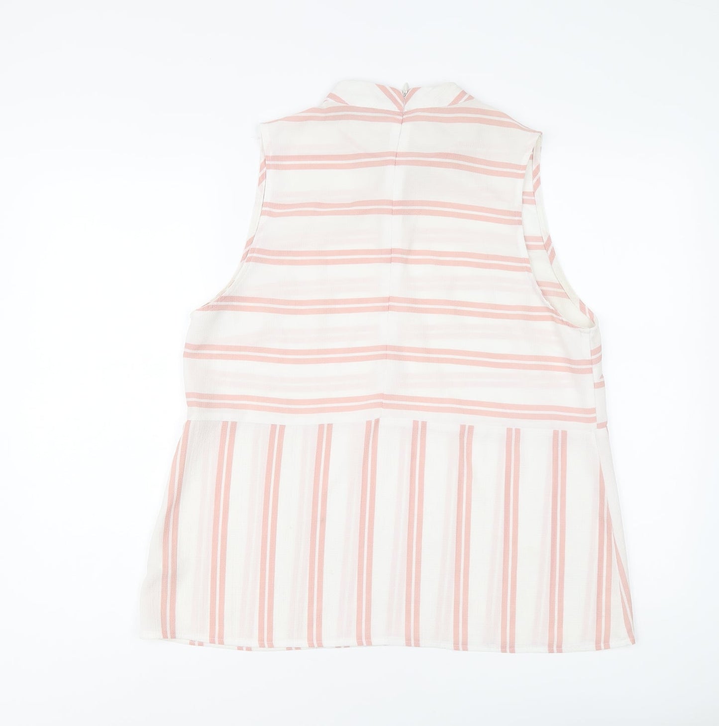 Fashion Union Womens Pink Striped Polyester Basic Tank Size 16 Halter