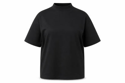 Front view of ASOS women’s black polyester mini size 2xs mock neck pullover