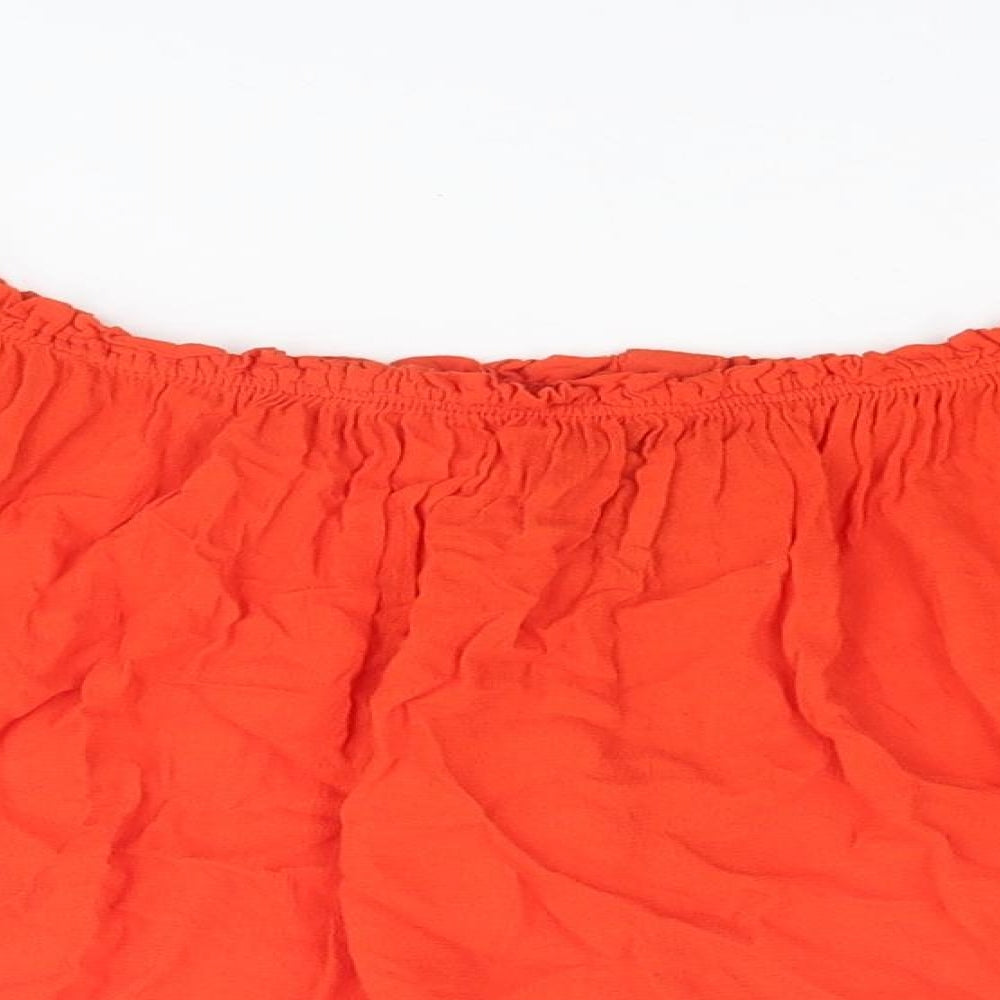 Zara Womens Red Polyester Basic Blouse Size S Boat Neck