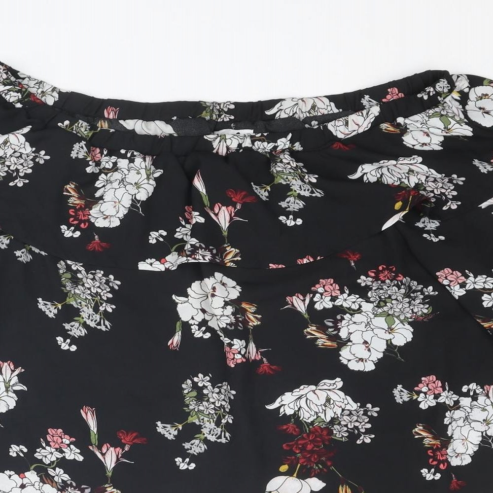 Lola May Womens Multicoloured Floral Polyester Basic Blouse Size 12 Boat Neck
