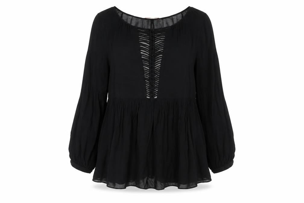 Animale Womens Black Polyester Basic Blouse Size 10 Round Neck