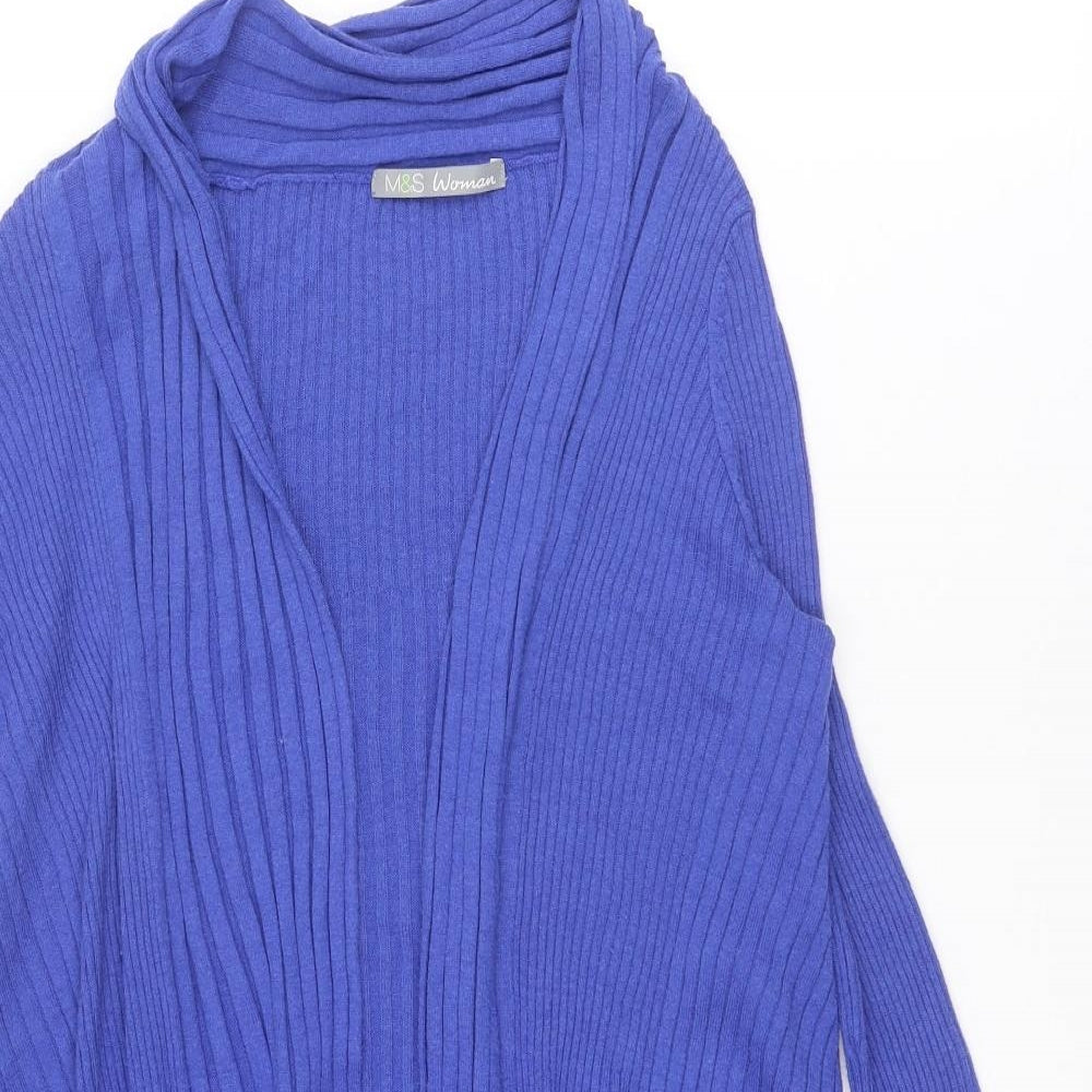 Marks and Spencer Womens Blue V-Neck Polyamide Cardigan Jumper Size 8