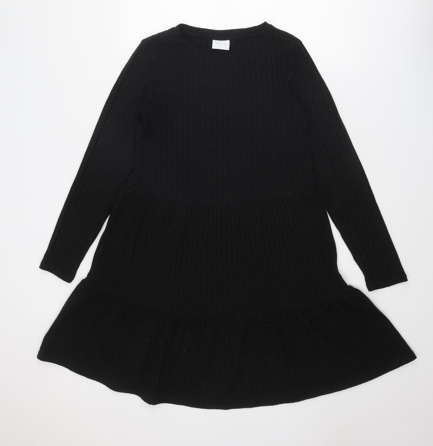 VILA Womens Black Polyester Jumper Dress Size S Boat Neck Pullover