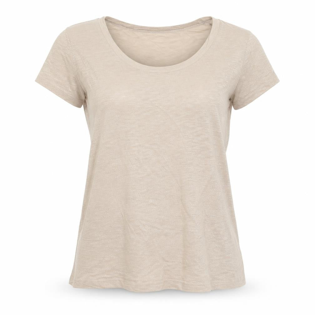 LUISA CERANO Womens Beige Cotton Basic T-Shirt Size 10 Round Neck