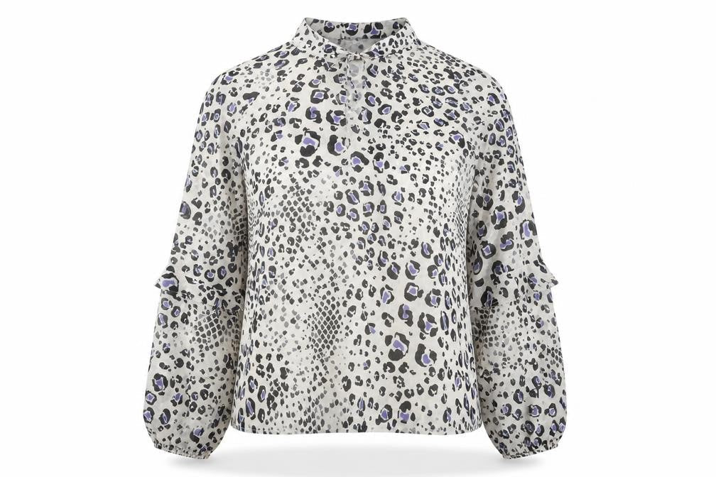 Sosandar Womens Multicoloured Animal Print Polyester Basic Blouse Size 12 Mock Neck