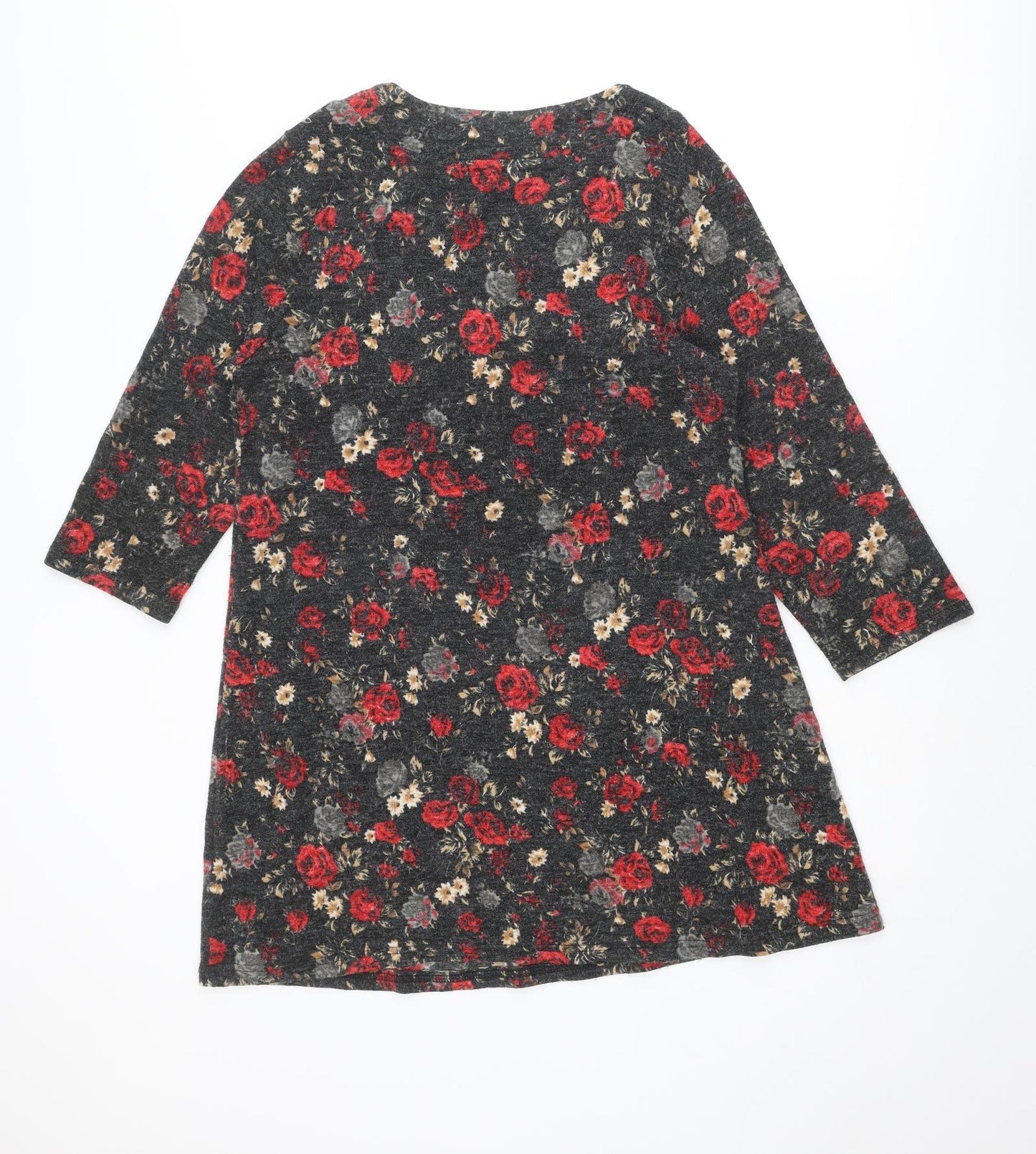CULTURE Womens Multicoloured Round Neck Floral Acrylic Tunic Jumper Size 14