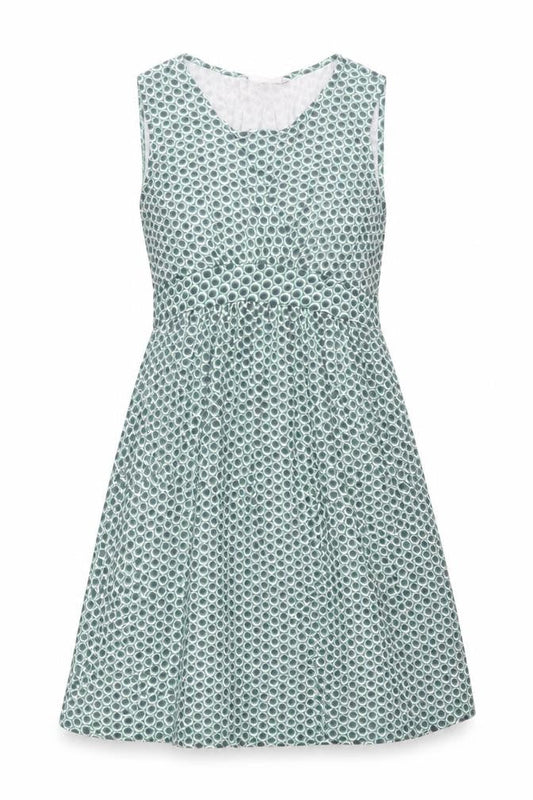 JoJo Maman Bébé Womens Green Geometric Cotton Trapeze & Swing Size L Round Neck Pullover