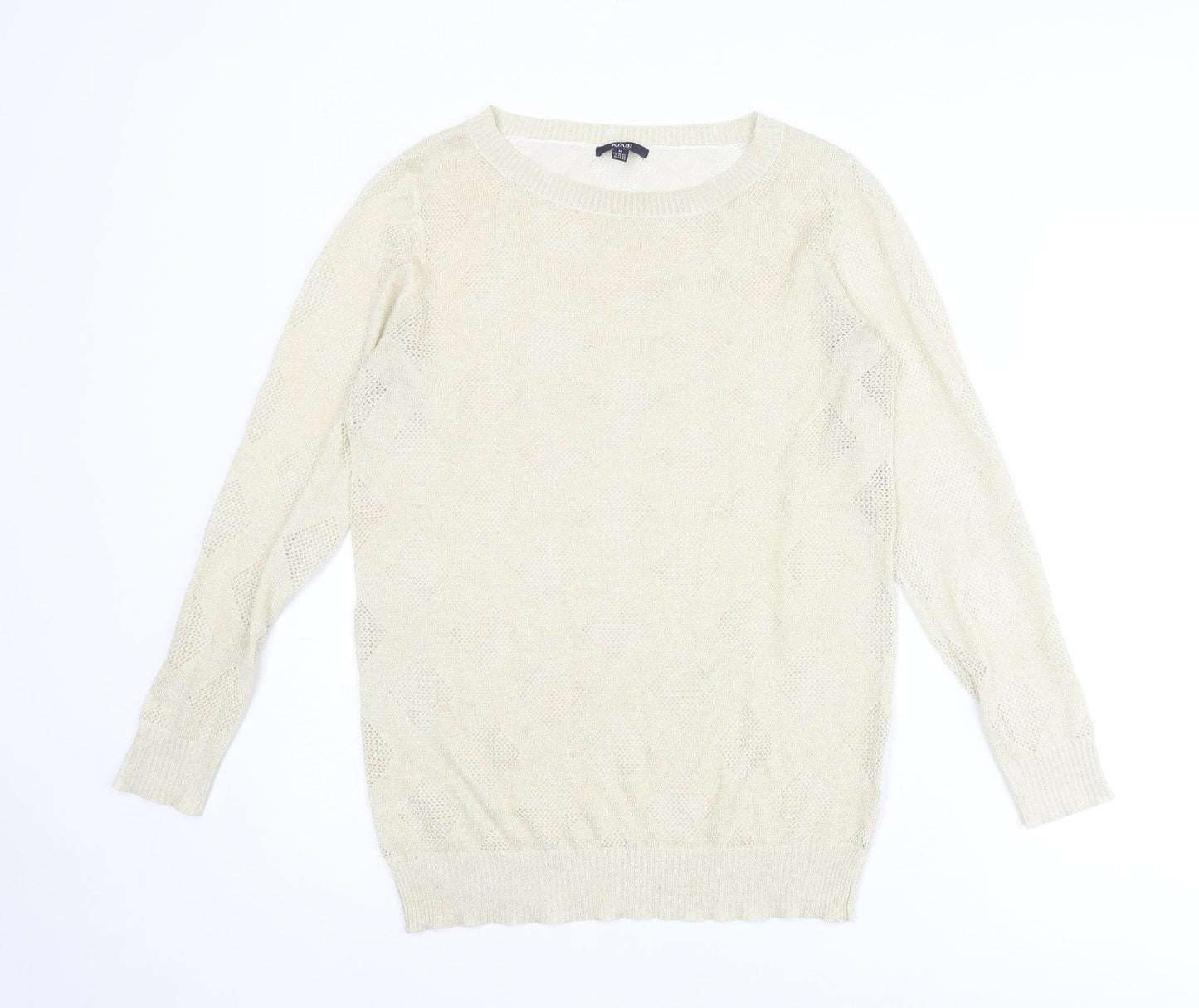 Kiabi Womens Gold Round Neck Acrylic Pullover Jumper Size M