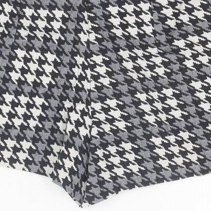 Topshop Womens Grey Geometric Cotton Skort Size 6 Zip - Houndstooth pattern