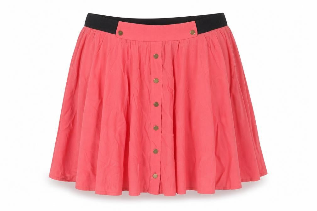 Warehouse Womens Pink Viscose Swing Skirt Size 10 Button