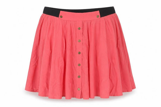 Warehouse Womens Pink Viscose Swing Skirt Size 10 Button