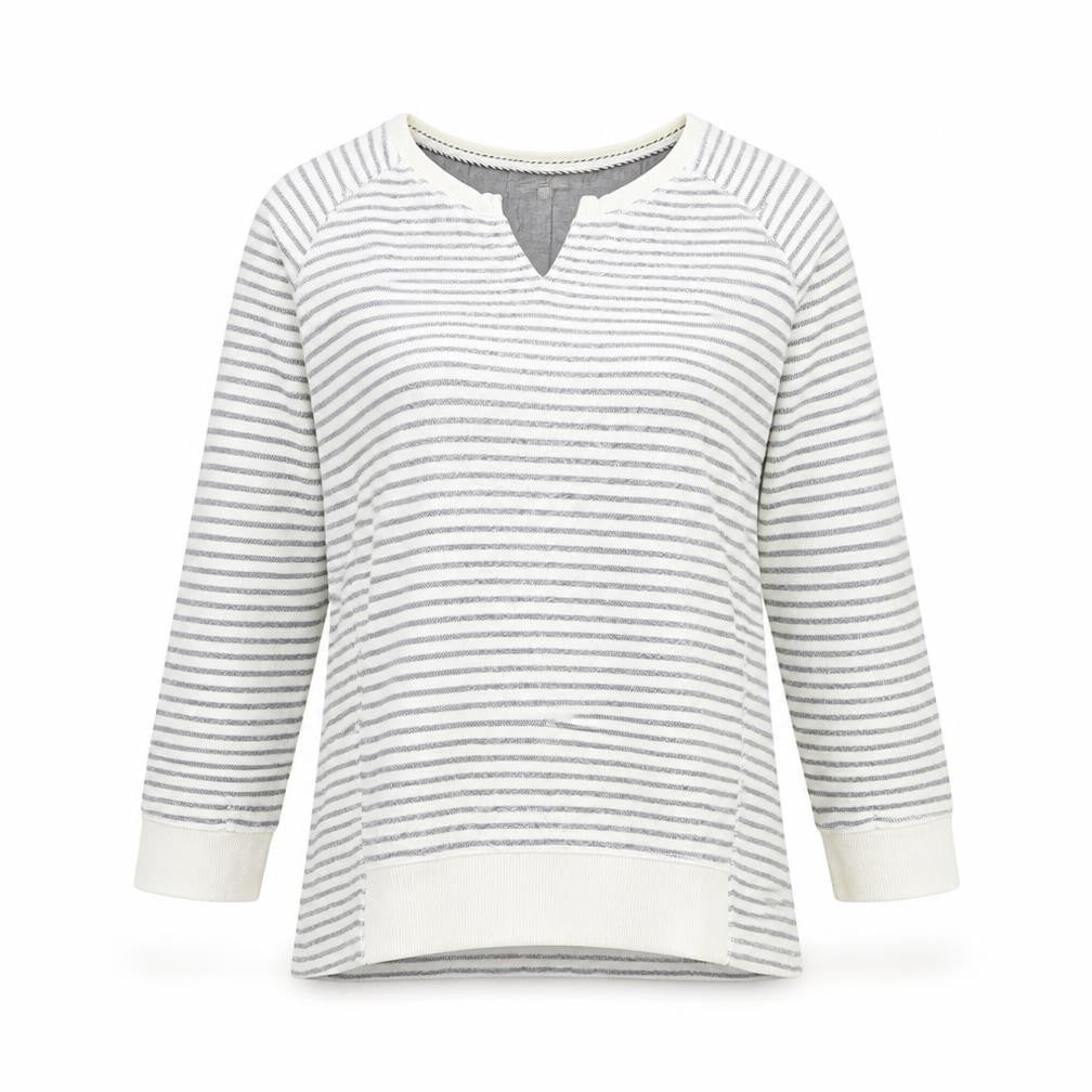 NEXT Womens Ivory V-Neck Striped Cotton Pullover Jumper Size 6