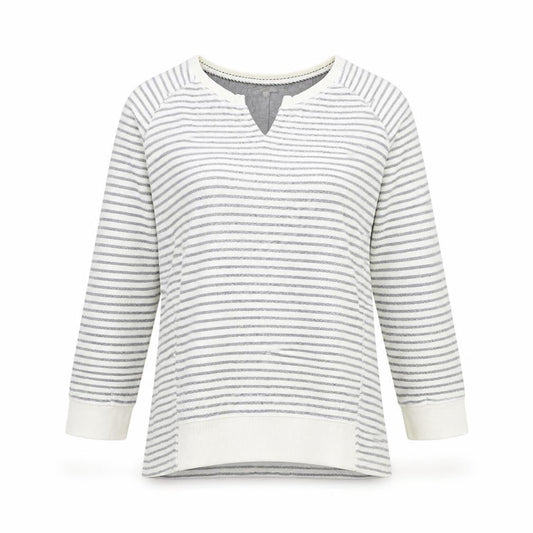 Next Womens Ivory V-Neck Striped Cotton Pullover Jumper Size 6