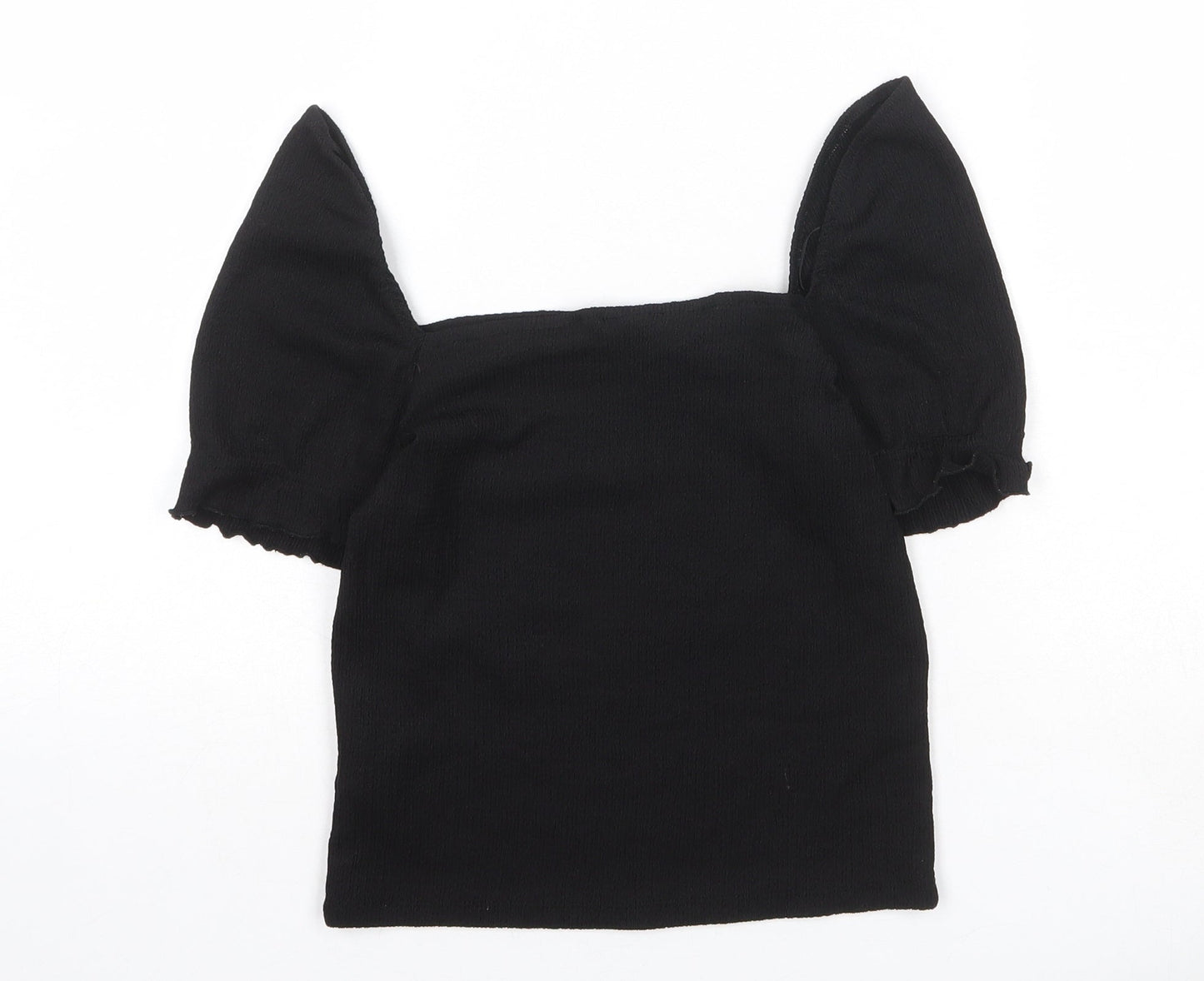 H&M Womens Black Polyester Basic T-Shirt Size S Square Neck