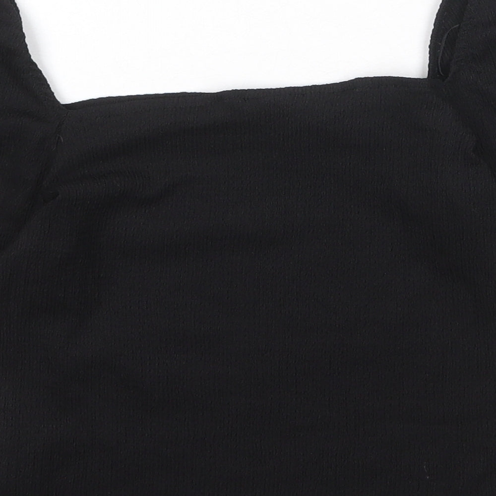 H&M Womens Black Polyester Basic T-Shirt Size S Square Neck