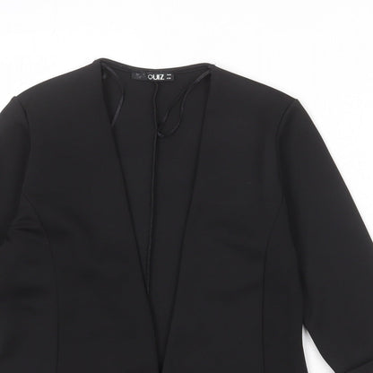 Quiz Womens Black Polyester Jacket Suit Jacket Size 8