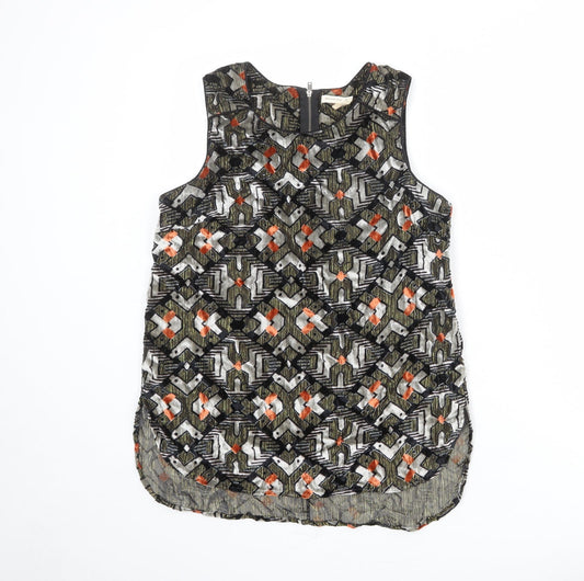 Meadow Rue Womens Multicoloured Geometric Viscose Basic Tank Size S Round Neck