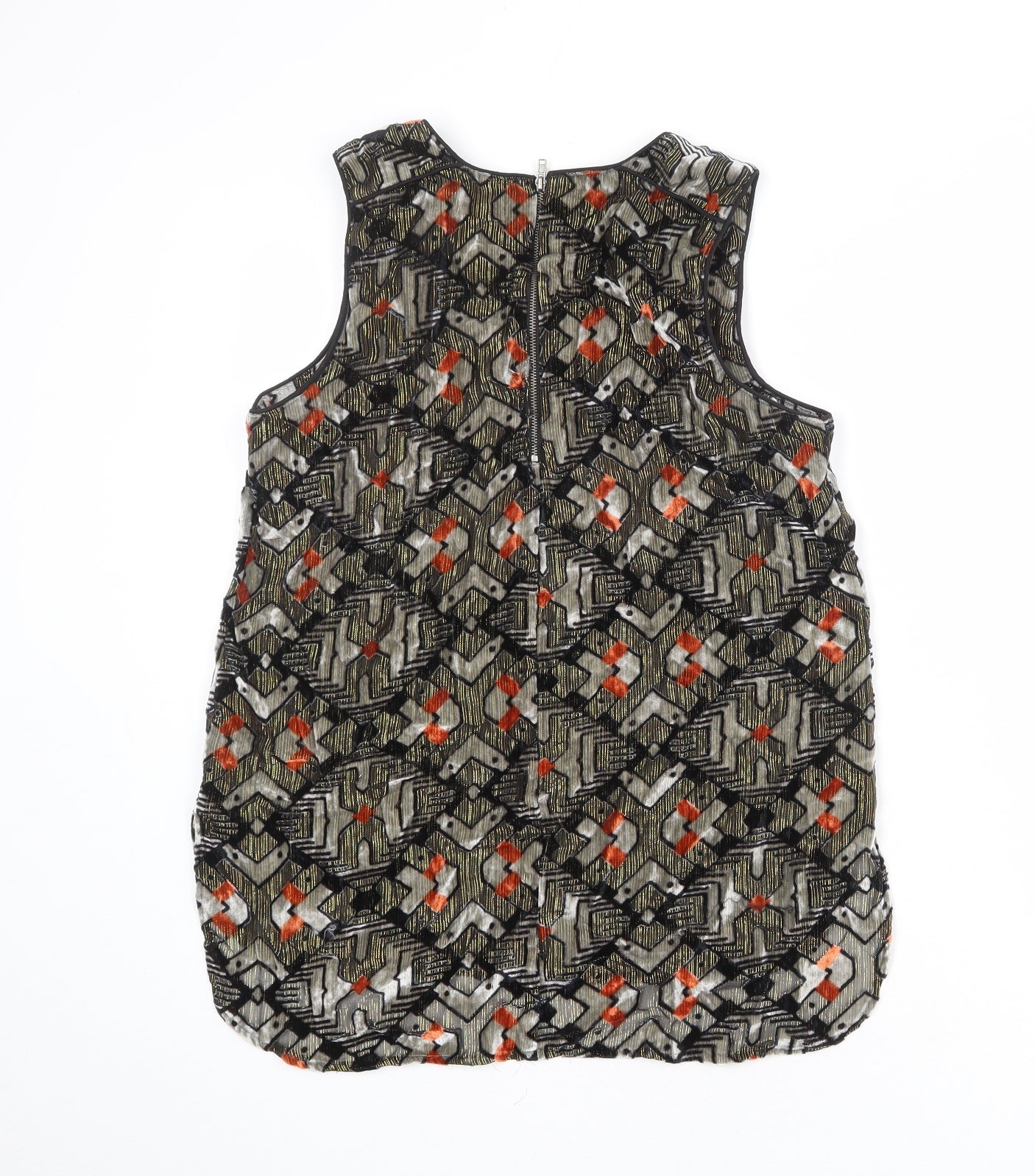 Meadow Rue Womens Multicoloured Geometric Viscose Basic Tank Size S Round Neck